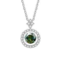925 zilveren ketting met sprankelende ronde groene moissanite bubbel hanger - 1CT 6.5MM / Donkergroen