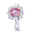 Luxurious S925 silver ring featuring a 2CT oval pink gemstone and twisted halo band - Pink