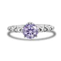 Anello in argento sterling 925 con gemma lavanda rotonda e motivo a vite intrecciata - US 5 / Stile Viola Vintage Traforato Argento (27-1-R-1CT)