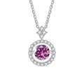 925 zilveren ketting met roze moissanite hanger en een fijne zilveren ketting - 1CT 6.5MM / Roze