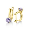 Boucles d'oreilles moissanite violette 1,00CT en argent S925 plaqué or avec fermoir - 1.00 Carat x 2 / Mauve Clair