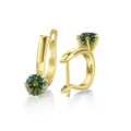 Klassieke zes-klauw 1.0ct groene moissanite oorbellen in verguld S925 zilver - 1.00 Karaat x 2 / Donkergroen