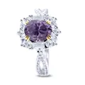 Luxurious S925 silver ring with oval purple gemstone and marquise diamond halo - Light Purple