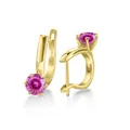 S925 zilveren goudkleurige oorbellen met 1.00ct ronde roze moissaniet stenen - 1.00 Karaat x 2 / Multi-faceted Pink