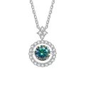 925 zilveren ketting met moissanite hanger, ronde halo-zetting en verstelbare ketting - 1CT 6.5MM / Regenboog