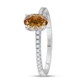 Oval champagne moissanite ring in 925 sterling silver with micro-pave side stones - Champagne