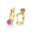 Classici orecchini in argento S925 dorato con moissanite rosa taglio rotondo - 1.00 Carato x 2 / Rosa