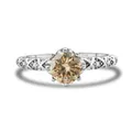 Bague en argent 925 avec moissanite champagne, motif de vigne et poinçon S925 - 5 / Jaune d'Origine