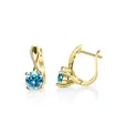 Elegante S925 zilveren oorbellen met ronde blauwe stenen en micro-pave kristalaccenten - Aqua