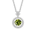 925 zilveren halsketting met levendige groene ronde moissanite bubbel hanger - 1CT 6.5MM / Geelgroen