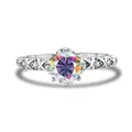 Bague en argent sterling S925 avec moissanite arc-en-ciel et anneau géométrique évidé - 5 / Couleur AB
