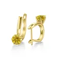 Orecchini a cerchio classici in argento S925 dorato con moissanite gialla da 1,00 carati - 1.00 Carato x 2 / Giallo Oro