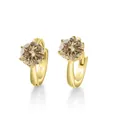 Ασημένιοι κρίκοι 925 με σαμπανιζέ moissanite 1ct και χρυσό φινίρισμα για γυναίκες - Ένα Καράτι Ανά Πλευρά / Αυθεντικό Κίτρινο
