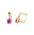 Gouden S925 zilveren oorringen met roze moissaniet en gedraaid pavé-detail voor dames - Multi-faceted Pink