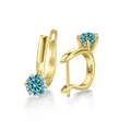 Orecchini a cerchio classici in argento S925 dorato con moissanite blu cielo da 1CT - 1.00 Carato x 2 / Blu Originale