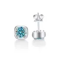 Elegant 925 sterling silver stud earrings featuring 1 carat blue moissanite stones - 1CTx2 / Original Blue