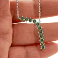 Halskette aus 925er Sterlingsilber mit Anhänger aus 11 grünen Moissanit-Steinen - 3mm*11 Stk. / Dunkelgrün