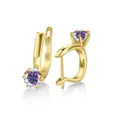 Classici orecchini in argento 925 dorato con moissanite colorata da 1 carato lucido - 1.00 Carato x 2 / Aurora boreale