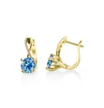 S925 sterling silver hoop earrings with sky blue moissanite in a gold finish - Sapphire Blue