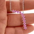 Halskette aus 925er Sterlingsilber mit 7-Anhänger und 11 runden rosa Moissanit-Steinen - 3mm*11 Stk. / Rosa