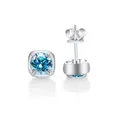 925 sterling silver stud earrings featuring 1ct blue moissanite in square setting - 1CTx2 / Aqua