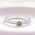Champagne moissanite ring in S925 sterling silver with classic four-prong setting - Original Yellow