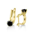Orecchini a cerchio in argento S925 placcato oro 18K con moissanite nera da 1ct - 1.00 Carato x 2 / Nero