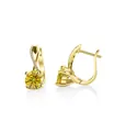 Elegant S925 sterling silver earrings with round yellow moissanite and gold plating - Gold Yellow