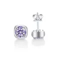 Classic 925 sterling silver stud earrings with 1ct round purple moissanite stone - 1CTx2 / Light Purple