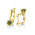 Orecchini a monachella classici in moissanite a sei griffe in argento S925 placcato oro - 1.00 Carato x 2 / verde-giallo