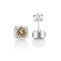 S925 sterling silver square stud earrings with 1ct champagne round moissanite - 1CTx2 / Original Yellow