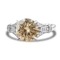 Vintage 925 silver ring featuring a champagne round moissanite with milgrain edges - Original Yellow