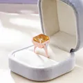 Luxury 925 sterling silver ring with 14*16mm yellow square diamond in velvet box - US 5 / Rose Gold