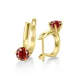 Orecchini a cerchio classici in argento dorato con pietre di moissanite rossa 1ct - 1.00 Carato x 2 / Rosso granato