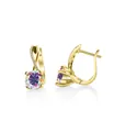 Elegant gold S925 silver hoop earrings with iridescent moissanite and pave zircon stones - AB Color