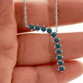925 silver necklace featuring 11 blue-green moissanite stones in a chic variant - 3mm*11PCS / Rainbow