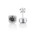 925 sterling silver square stud earrings with 1ct grey round moissanite in 4-prong setting - 1CTx2 / Gray