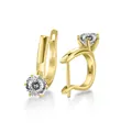 Orecchini a cerchio in argento 925 con pietre di moissanite da 1ct in finitura oro - 1.00 Carato x 2 / Bianco Taglio a 100 Faccette