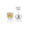 Classic 925 sterling silver stud earrings with 1ct round yellow moissanite stone - 1CTx2 / Lemon Yellow