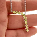 925 silver necklace featuring a J-shaped pendant with eleven yellow round-cut stones - 3mm*11PCS / Lemon Yellow