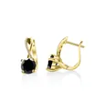 S925 sterling silver hoop earrings with twisted design and round black moissanite - Black