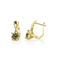 Elegant gold-plated S925 silver hoop earrings with round yellow-green moissanite stone - Yellow-Green