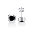 S925 sterling silver stud earrings with black moissanite in a classic four-claw setting - 1CTx2 / Black