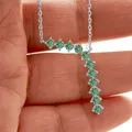 Sterling silver necklace with green moissanite stones in a unique number 7 pendant - 3mm*11PCS / Teal