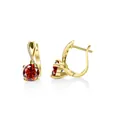 Elegant S925 sterling silver gold-plated earrings with round red moissanite stones - Garnet Red