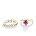 Detail van S925-keurmerk op vergulde ring met roze moissaniet edelstenen set - Roze Honderd Noedels Gesneden
