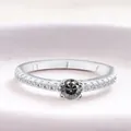 S925 sterling silver ring with dark grey moissanite in classic four-prong setting - Gray