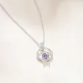 Elegante collana in argento 925 con moissanite viola e ciondolo a doppio anello - 1 Carato (6,5mm) / Viola chiaro
