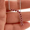925 sterling silver necklace featuring 11 red round-cut gemstones in a chevron pendant - 3mm*11PCS / Garnet Red