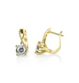 Elegant gold S925 sterling silver twist earrings featuring sparkling moissanite stones - White